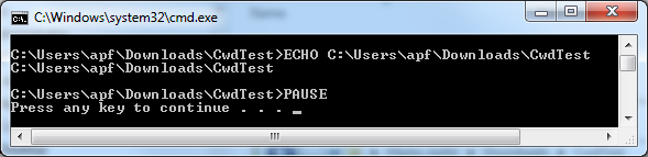 Screenshot for Current working path of batches evaluates to distinct folders for different users