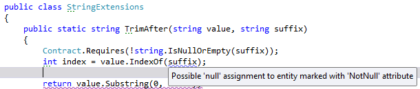 Screenshot for Let ReSharper and Code Contracts work together