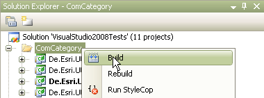 Screenshot for Visual Studio: Building parts of a solution