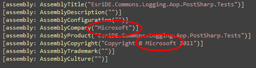 Screenshot for Correcting wrong AssemblyInfo Copyright and Vendor-information