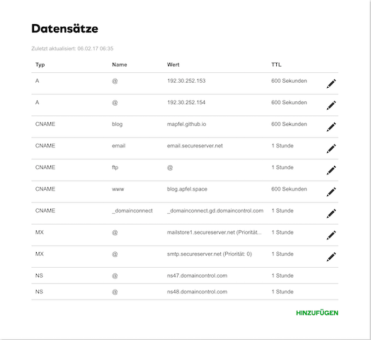 Configure entries