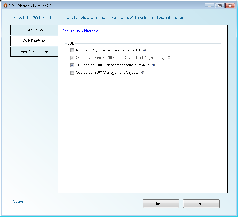 Screenshot for How to install “SQL Server 2008 Management Studio Express”