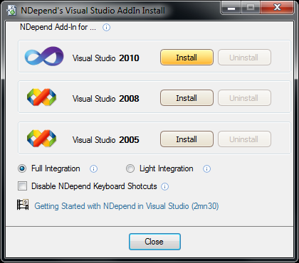 Screenshot for Installation experiences with NDepend under Win7/64 with restricted user permissions
