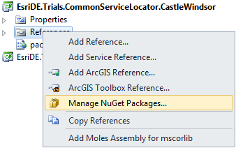 Screenshot for NuGet-Package-Management mit ArcObjects