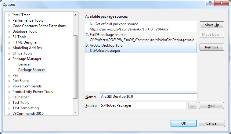 Screenshot for NuGet-Package-Management mit ArcObjects