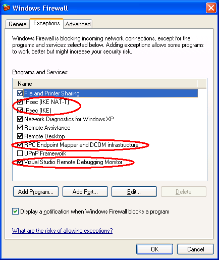 Screenshot for Remote Debugging mit Visual Studio
