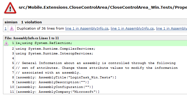 Screenshot for Simian counts errors in Jenkins dashboard but shows in details “No violation found”