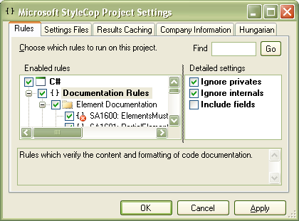 Screenshot for StyleCop throws documentation warning SA1600 for private elements